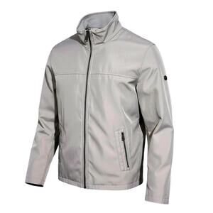 CALVIN KLEIN Mens XXL Gray Zip-Up Windbreaker Bomber Rain Jacket - Plaid Lining